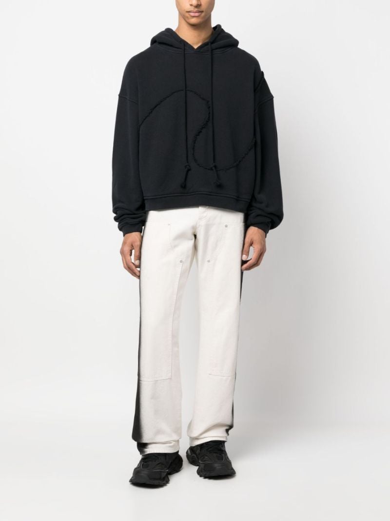 Black Swirl Frayed Cotton Hoodie