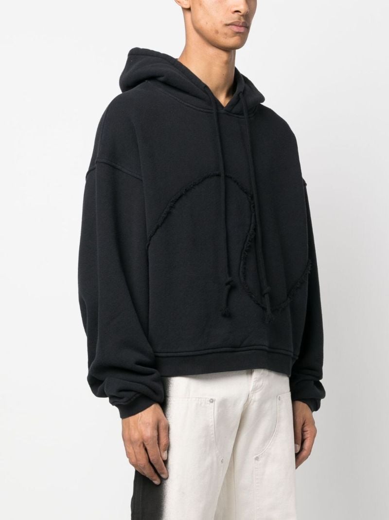Black Swirl Frayed Cotton Hoodie