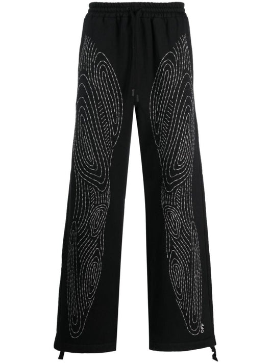 Black Body Stitch Cotton Track Pants