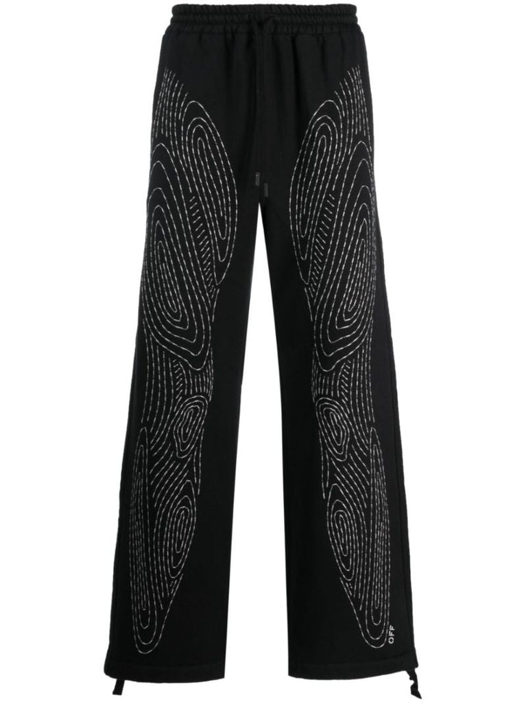 Black Body Stitch Cotton Track Pants
