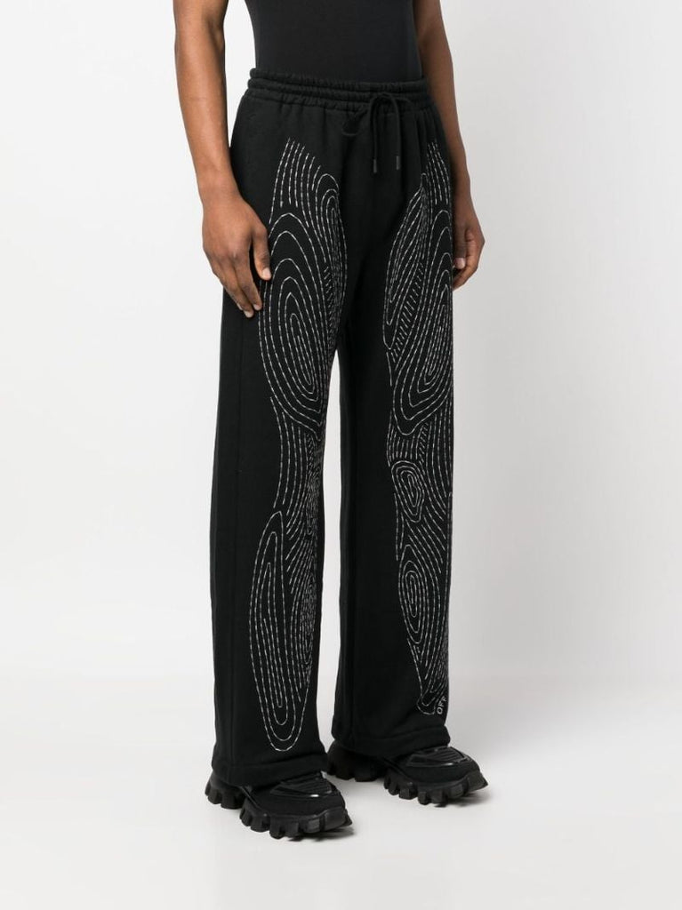 Black Body Stitch Cotton Track Pants