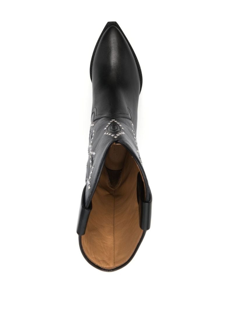 Black Stud-embellished Leather Cowboy Boots