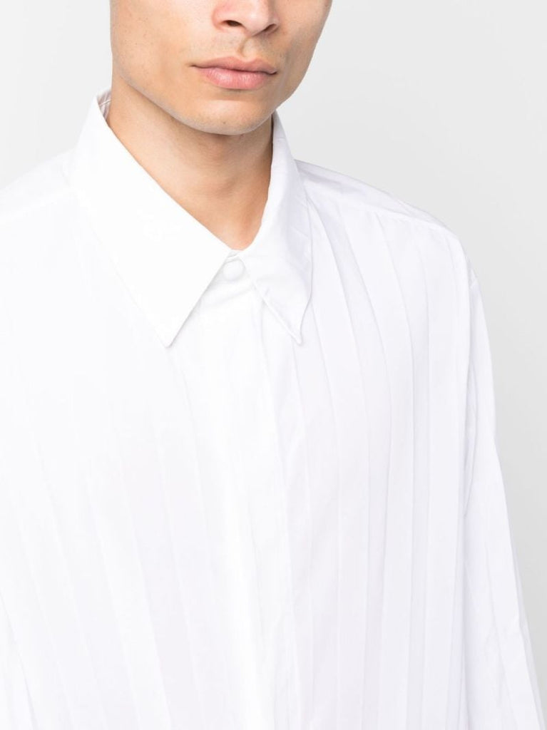 White Pleated Buttoned Shirt