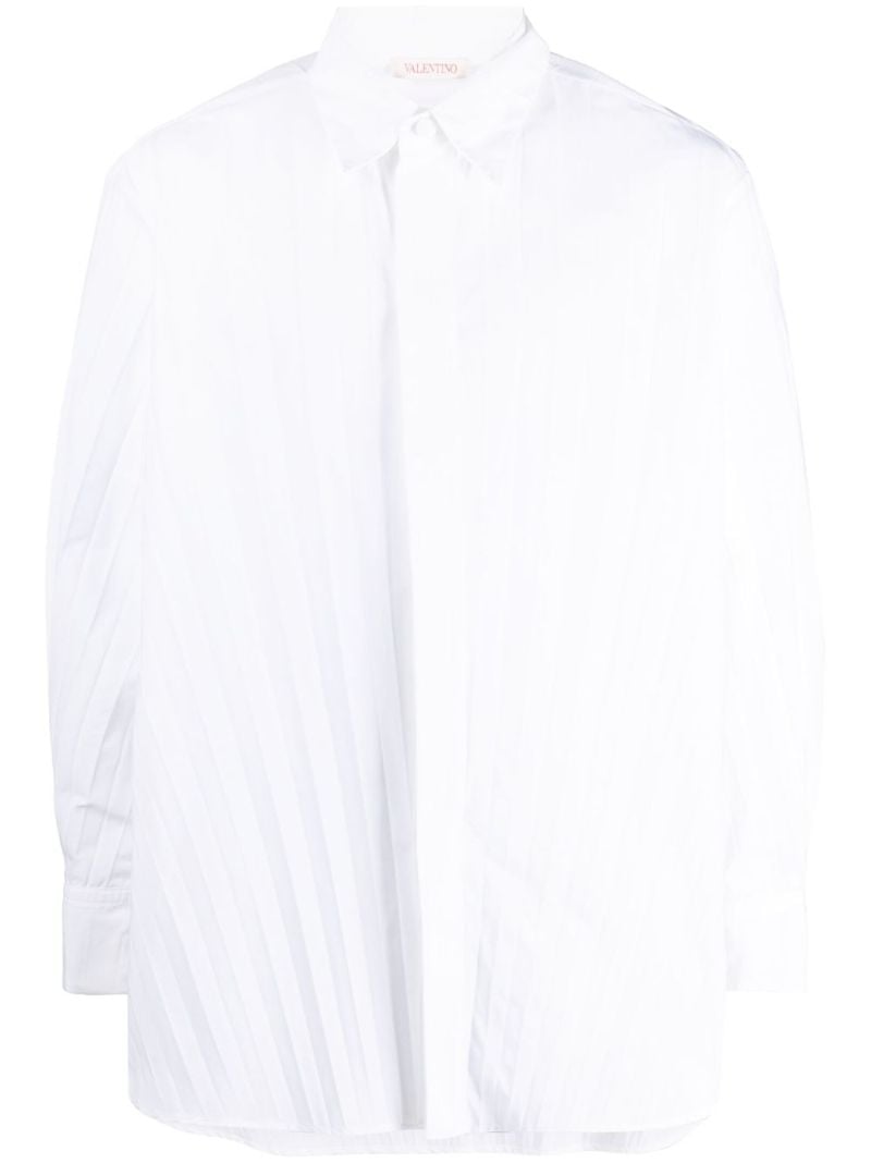 White Pleated Buttoned Shirt
