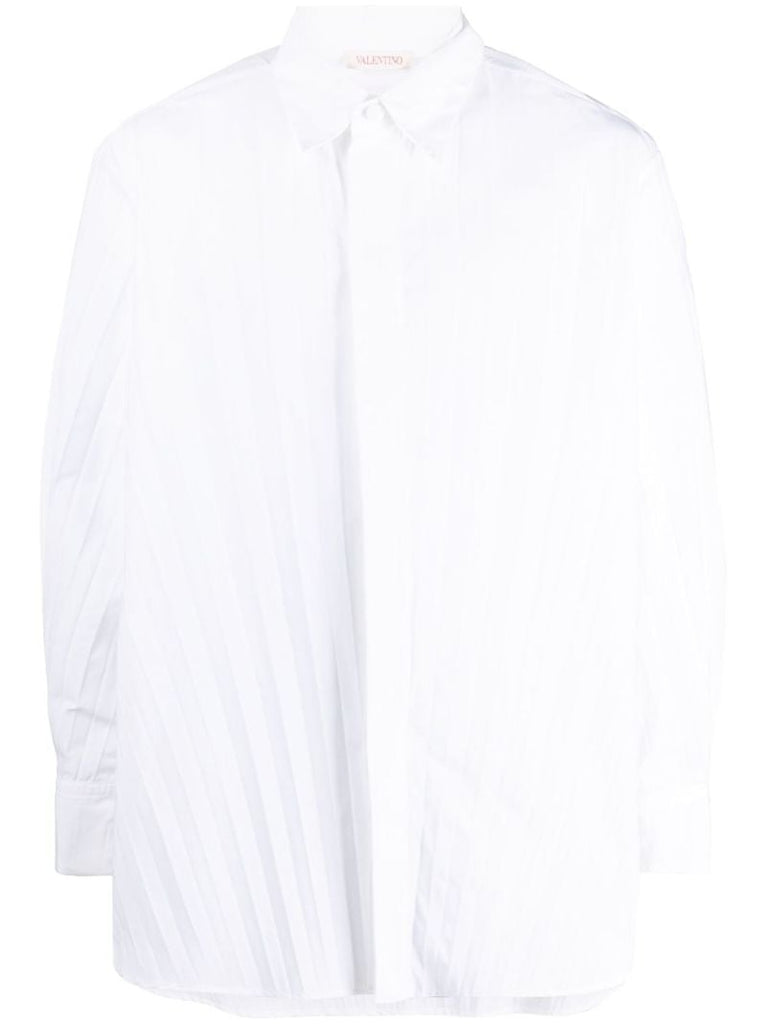 White Pleated Buttoned Shirt