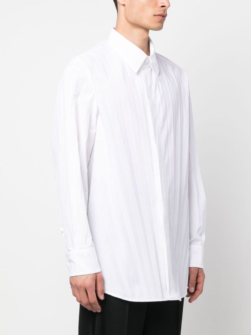 White Pleated Buttoned Shirt