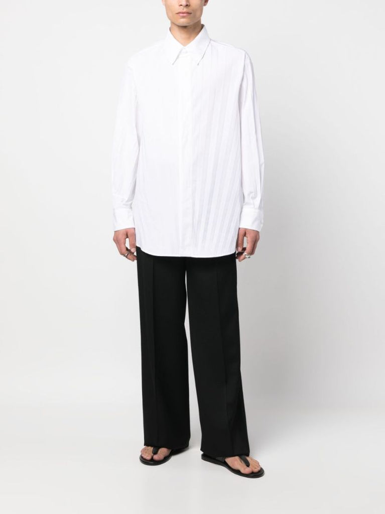 White Pleated Buttoned Shirt