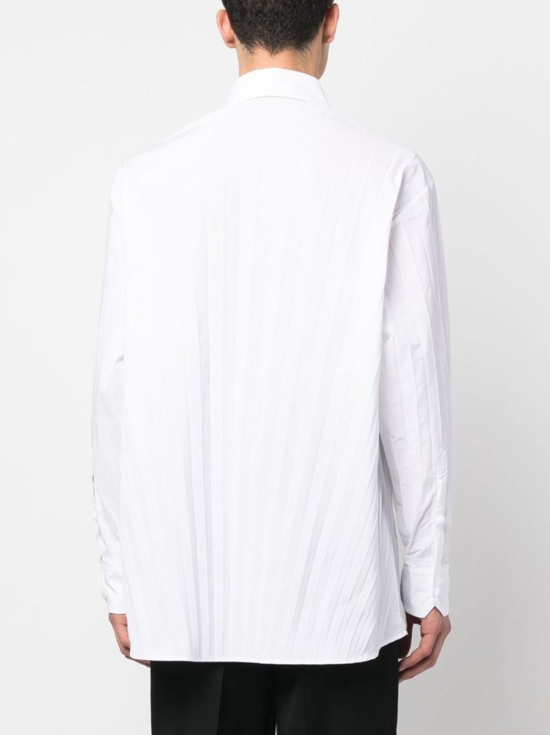 White Pleated Buttoned Shirt