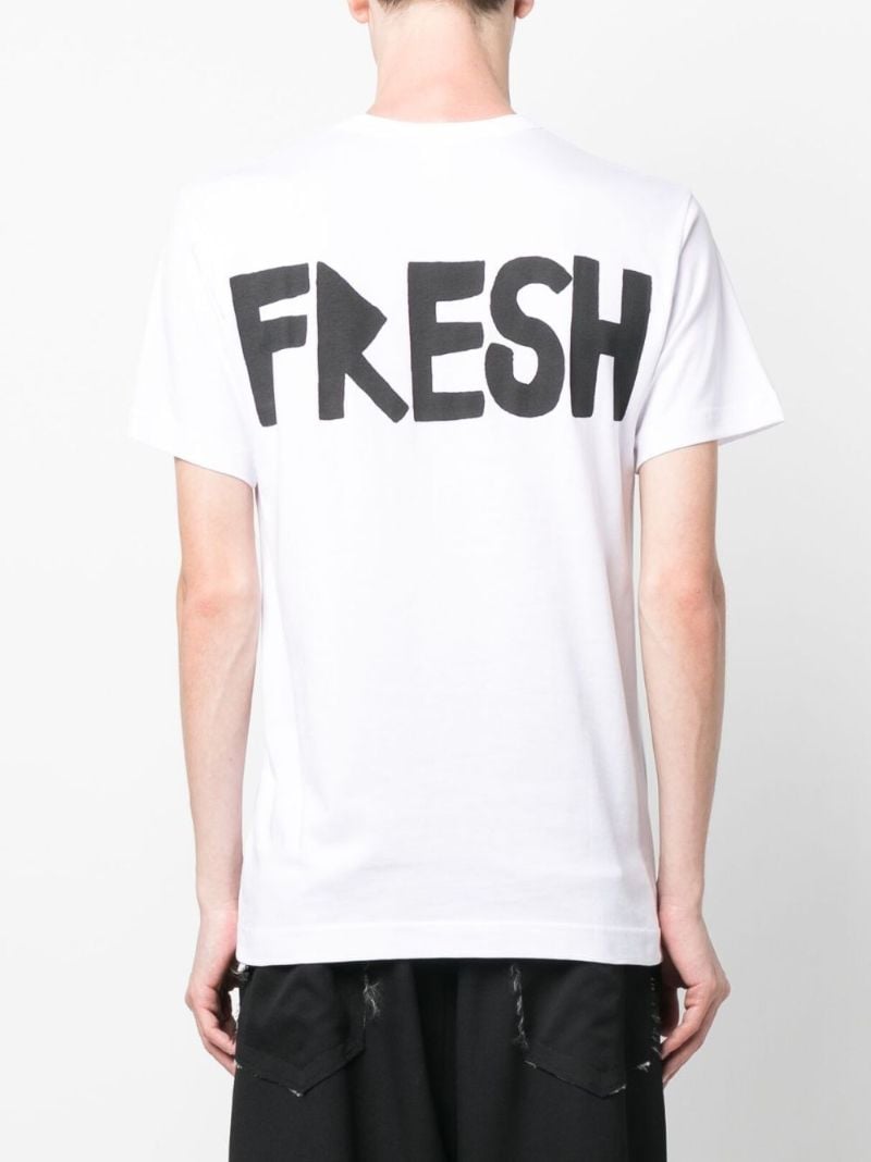 White Mushroom Print Cotton T-shirt