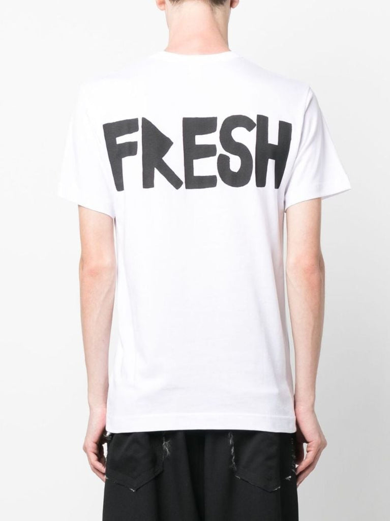 White Mushroom Print Cotton T-shirt
