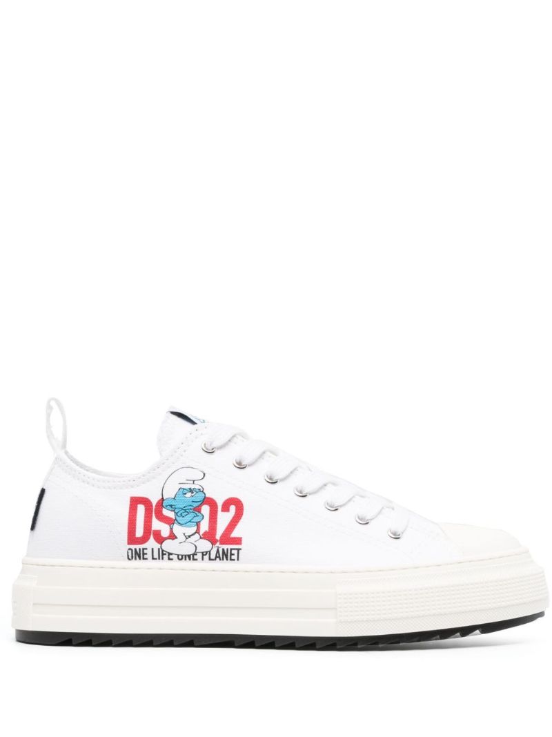 X Smurfs Black Low-top Cotton Sneakers