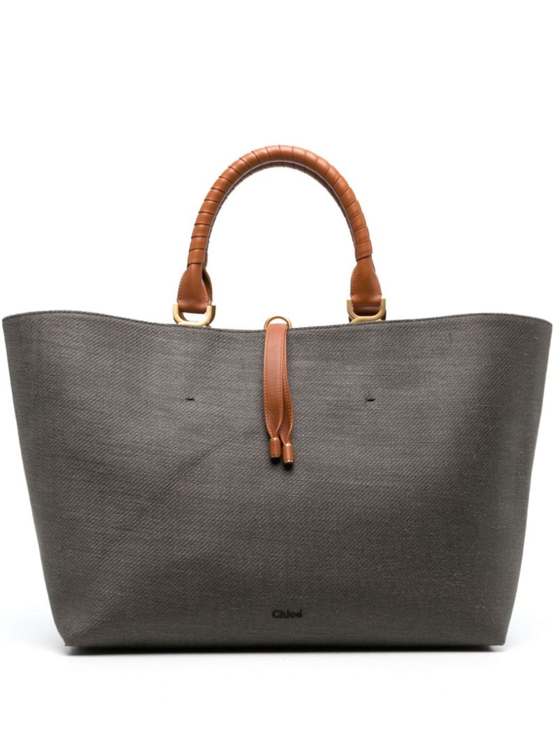Black Marcie Linen Tote Bag