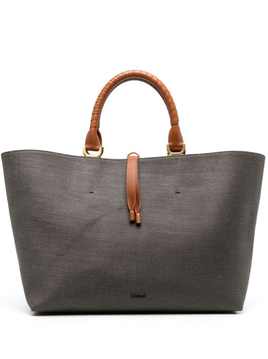 Black Marcie Linen Tote Bag