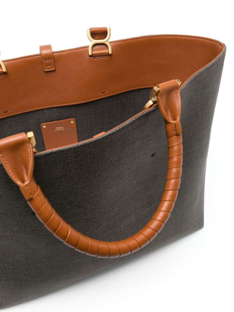 Black Marcie Linen Tote Bag