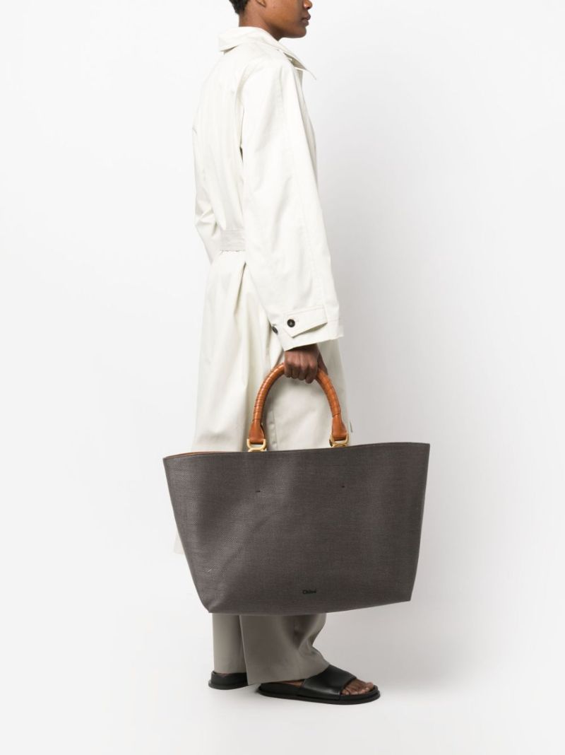 Black Marcie Linen Tote Bag