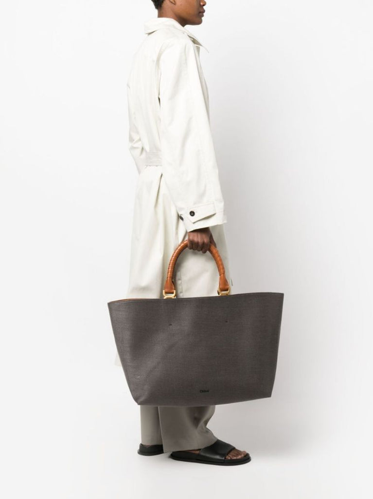 Black Marcie Linen Tote Bag