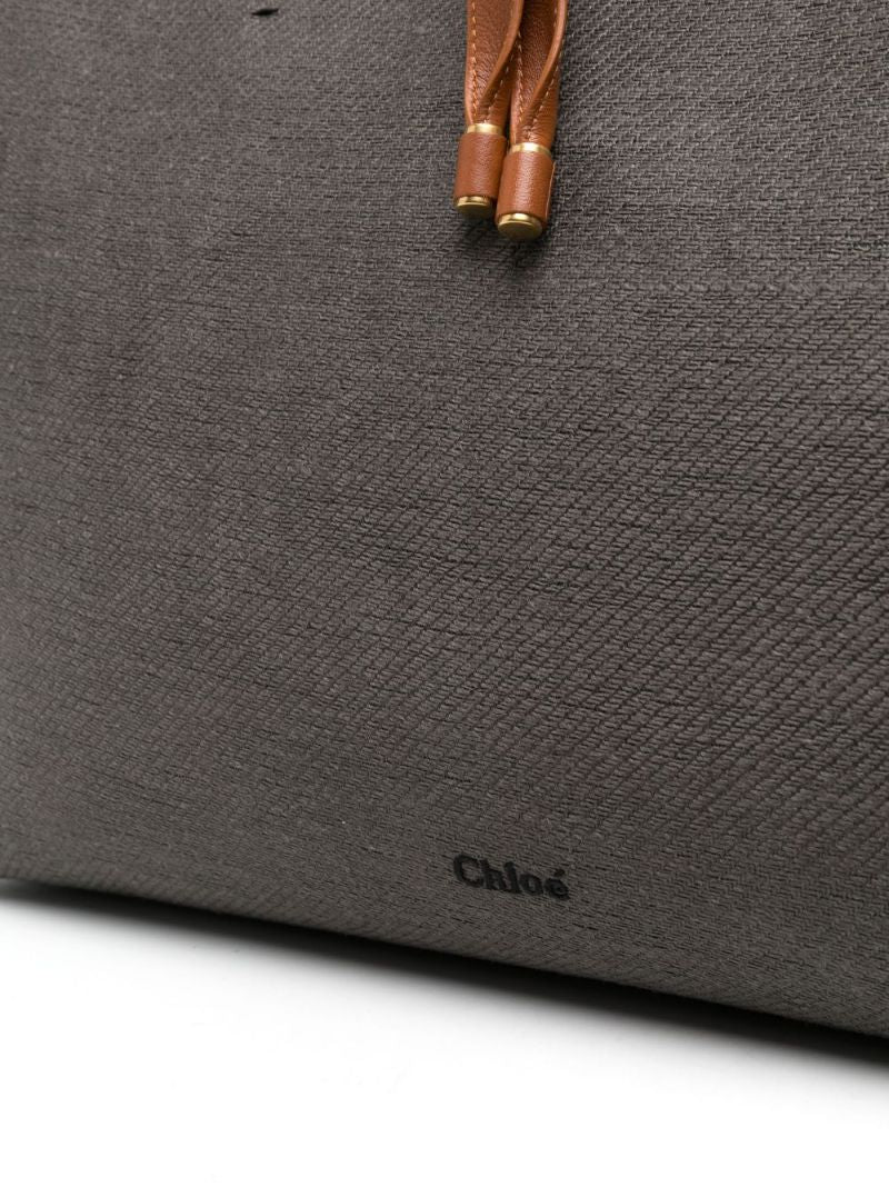 Black Marcie Linen Tote Bag