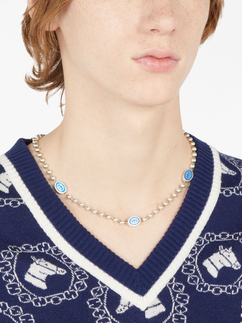 Sterling Silver Interlocking G Necklace
