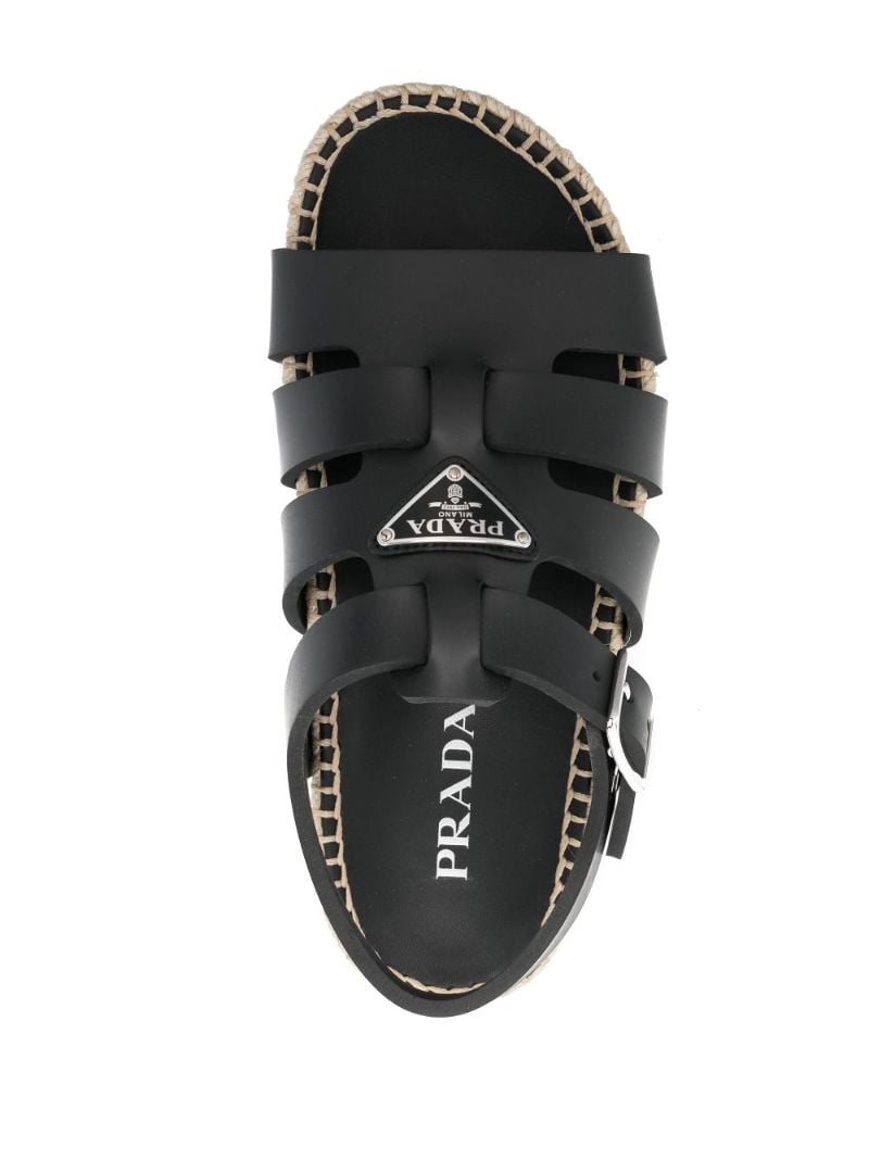 Black Flatform Leather Sandals