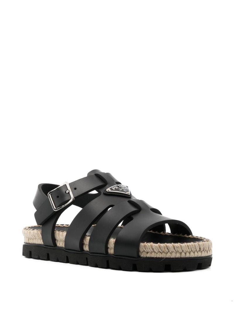 Black Flatform Leather Sandals