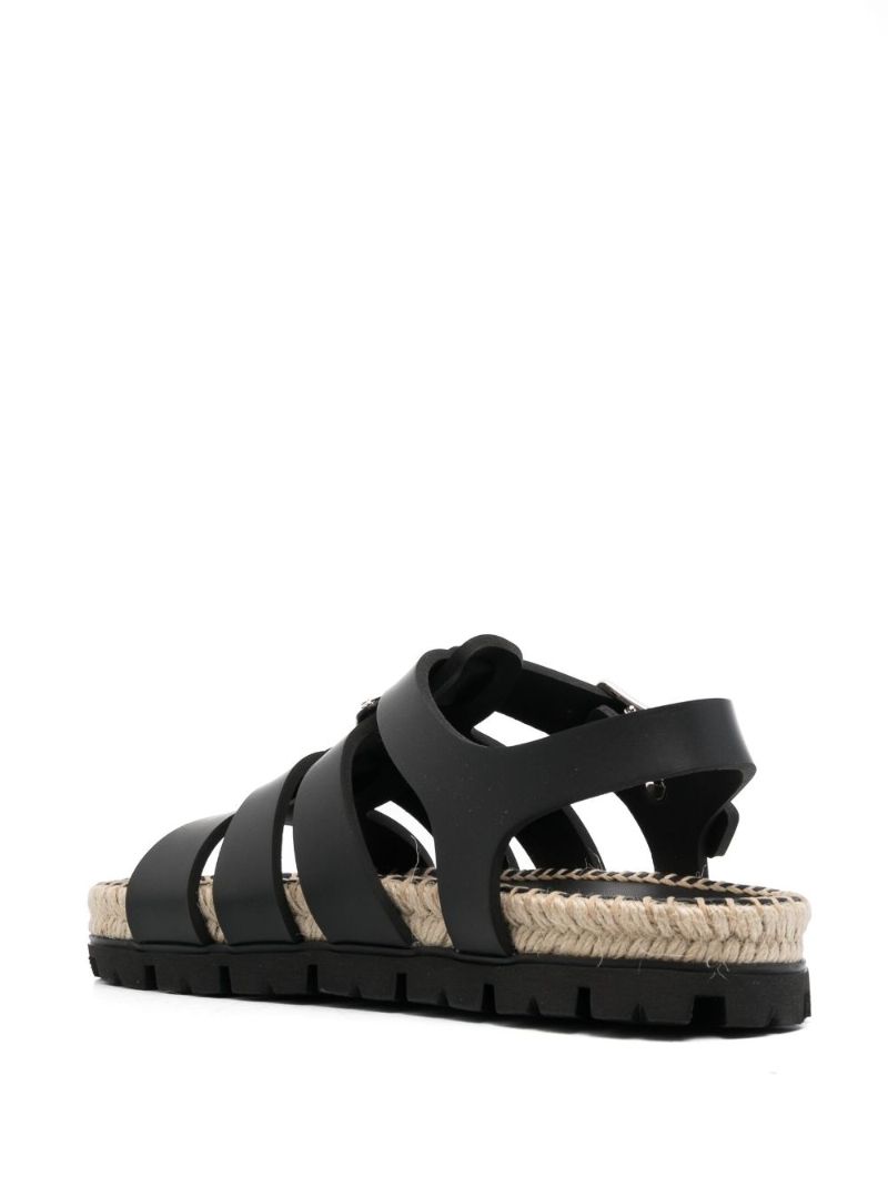 Black Flatform Leather Sandals