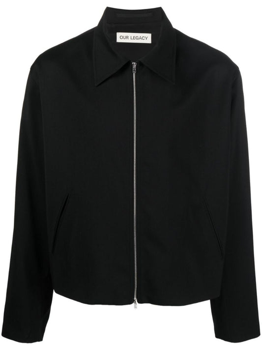 Black Zip-up Virgin Wool Jacket
