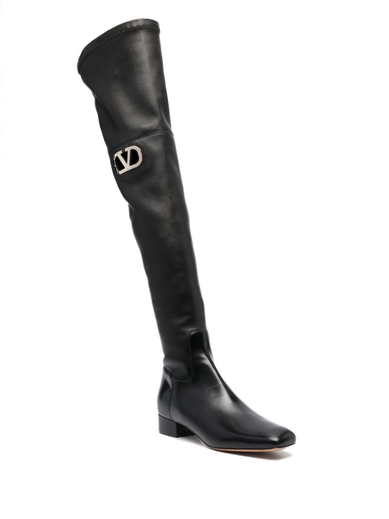 Black Vlogo Type Over-the Knee Boots
