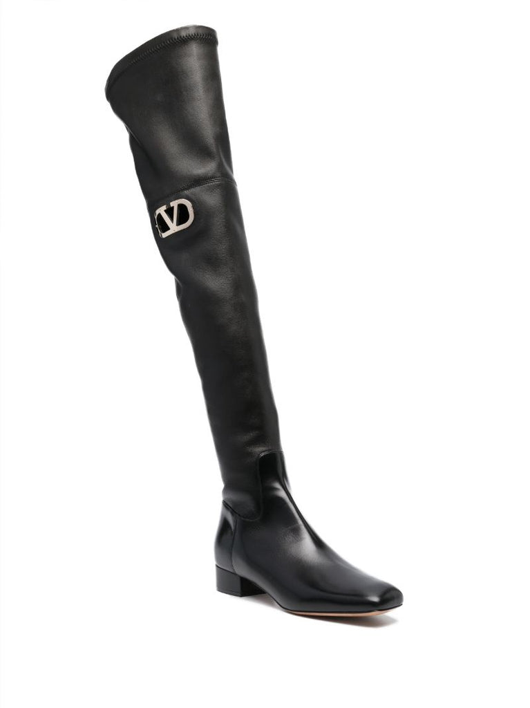 Black Vlogo Type Over-the Knee Boots