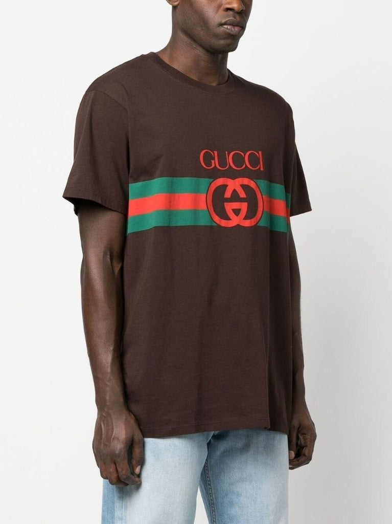 Brown Interlocking G Print Cotton T-shirt
