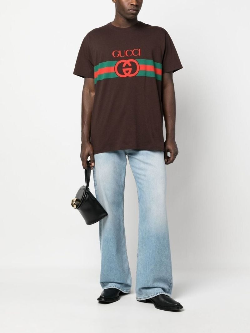 Brown Interlocking G Print Cotton T-shirt