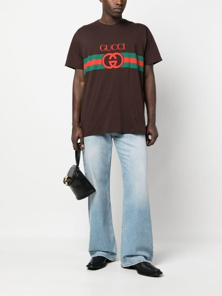 Brown Interlocking G Print Cotton T-shirt
