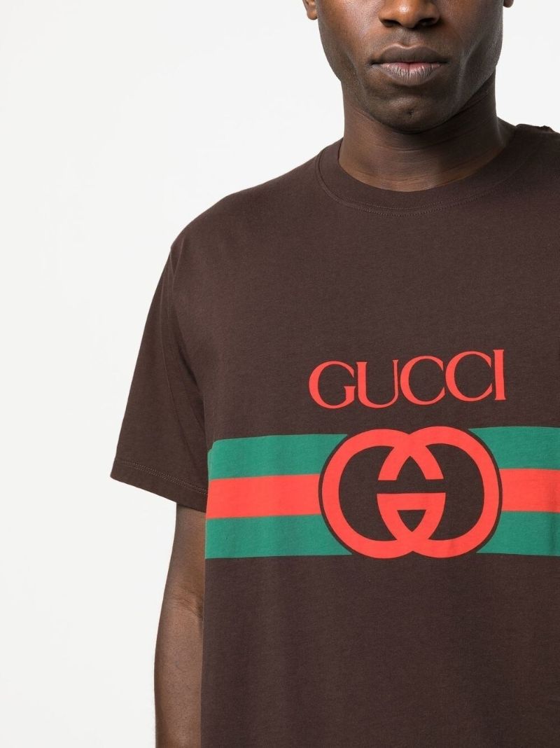 Brown Interlocking G Print Cotton T-shirt