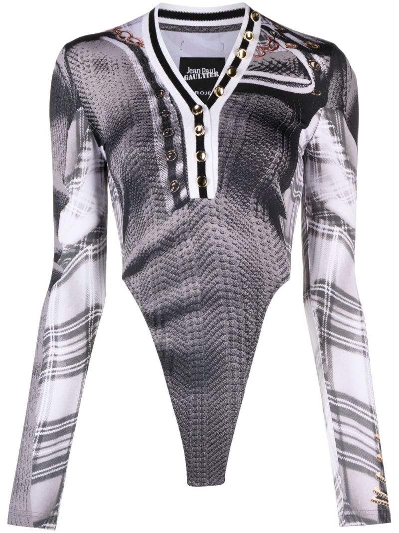 X Jean Paul Gaultier Grey Trompe L'oeil Cardigan Body