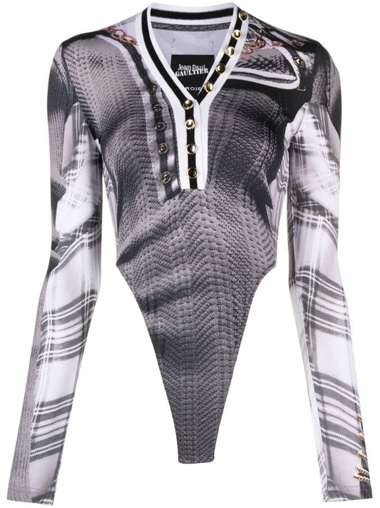 X Jean Paul Gaultier Grey Trompe L'oeil Cardigan Body