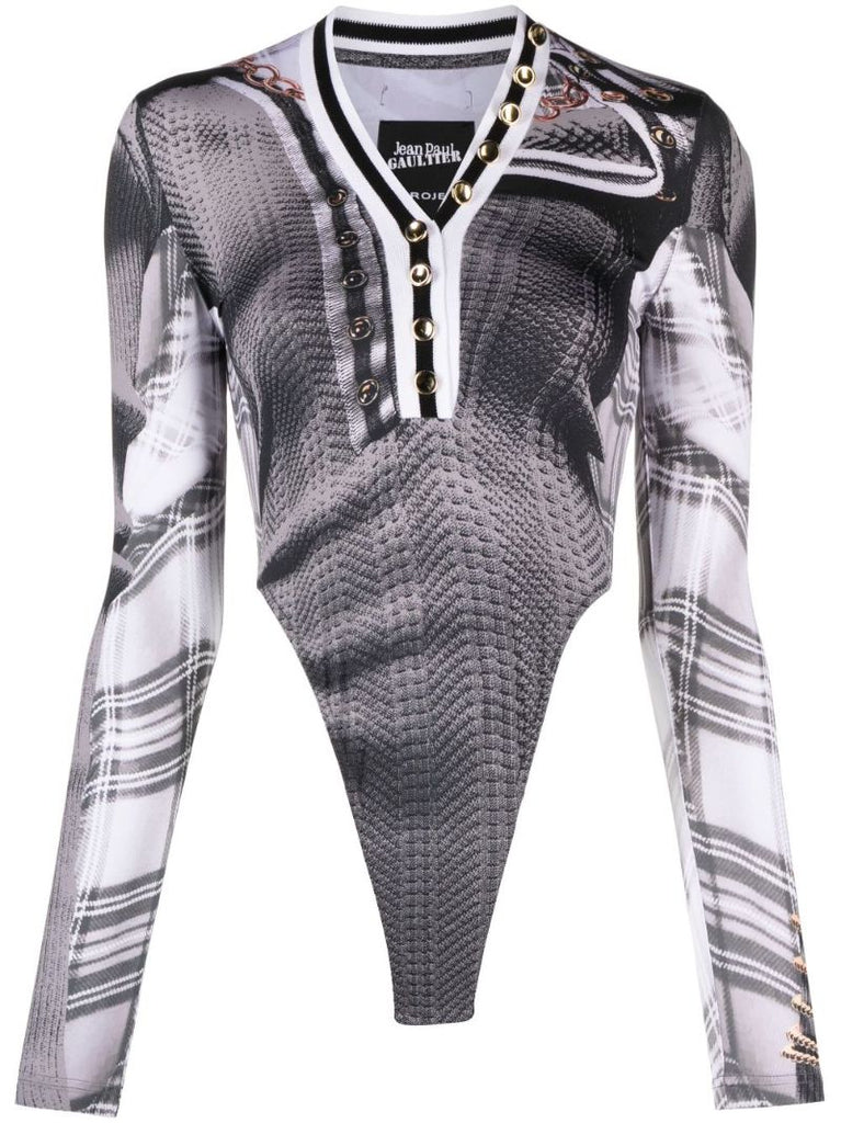 X Jean Paul Gaultier Grey Trompe L'oeil Cardigan Body
