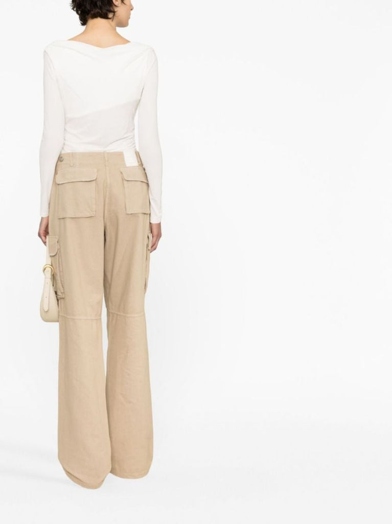 Neutral Wide-leg Cargo Trousers