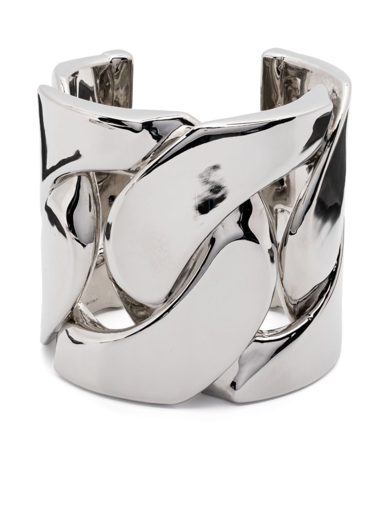 Silver-tone Chain Eco Brass Cuff Bracelet