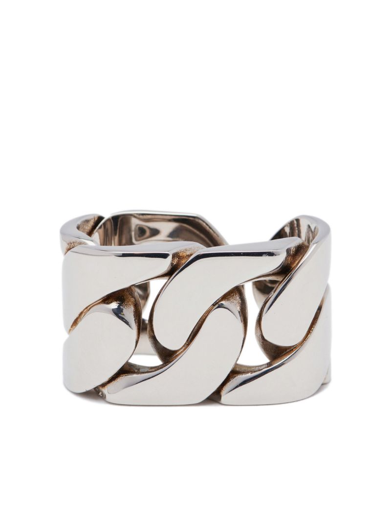 Silver-tone Chain Double Ring