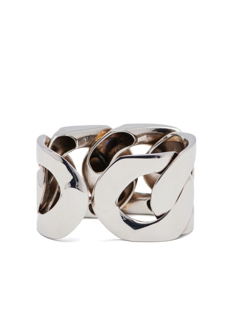 Silver-tone Chain Double Ring