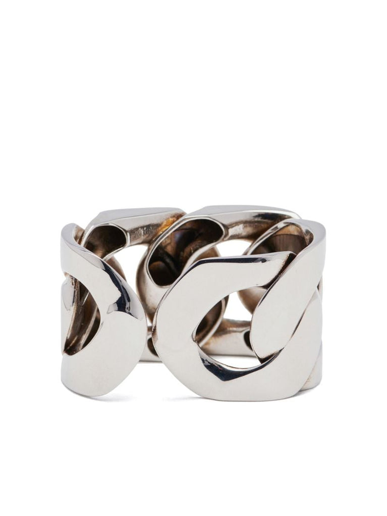 Silver-tone Chain Double Ring
