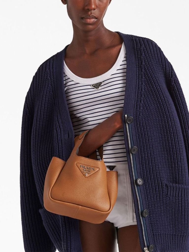 Blue Ribbed-knit Cotton Cardigan