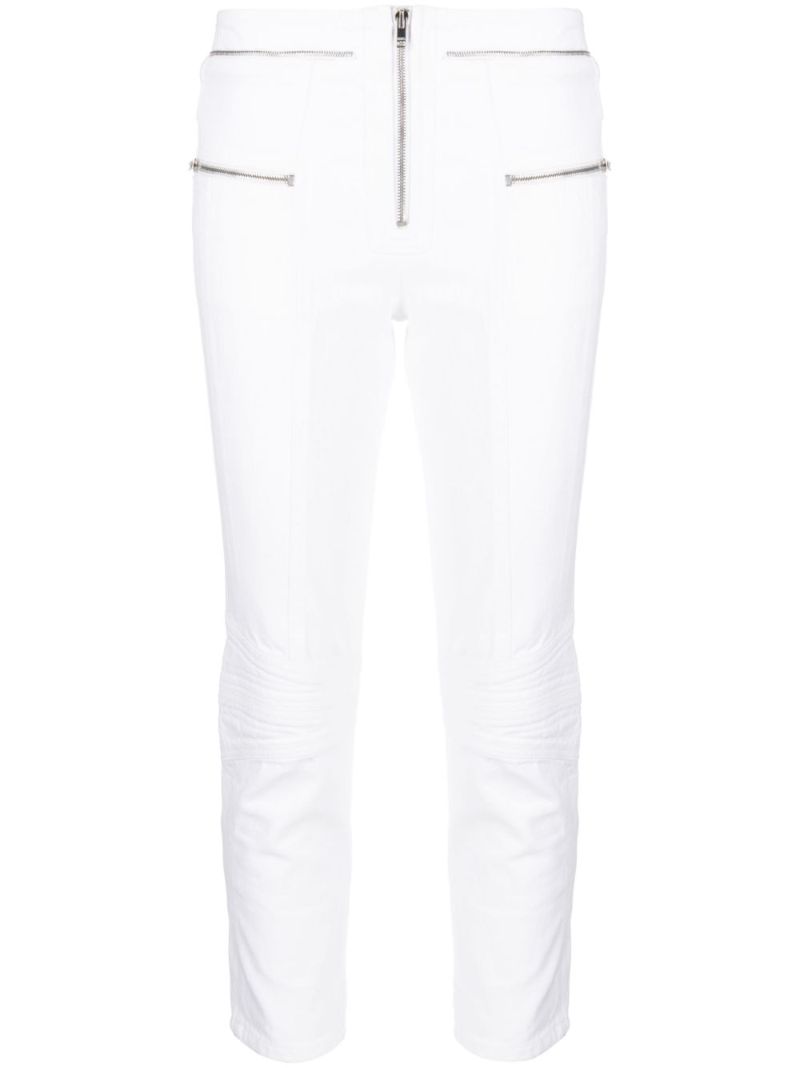 White Zip-embellished Cropped Jeans