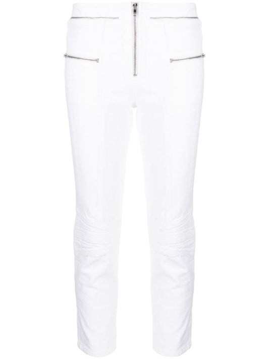 White Zip-embellished Cropped Jeans