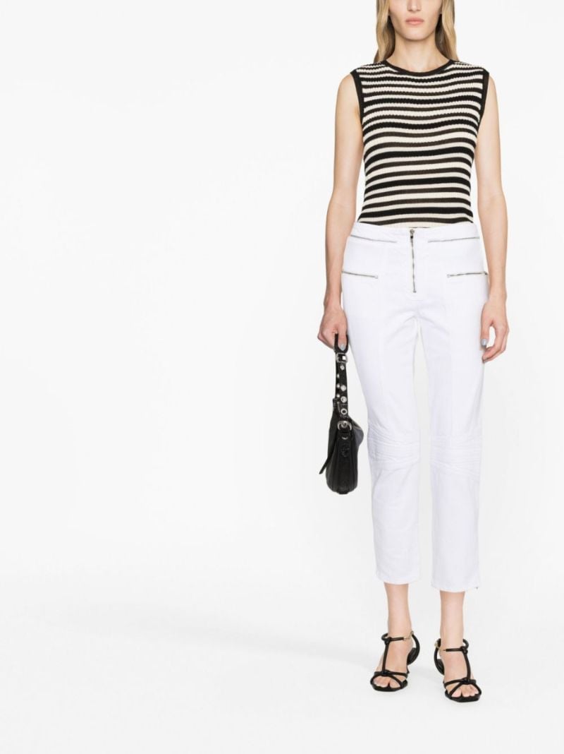 White Zip-embellished Cropped Jeans