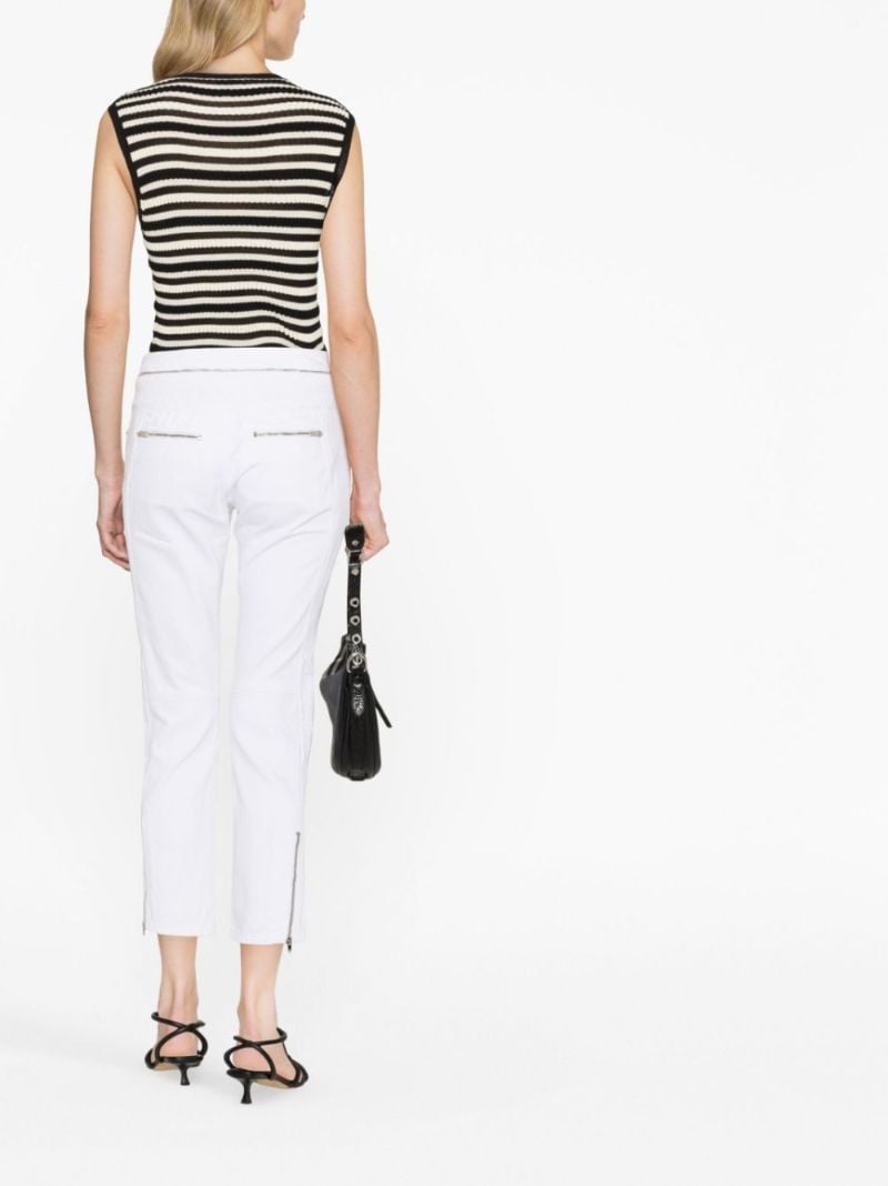 White Zip-embellished Cropped Jeans