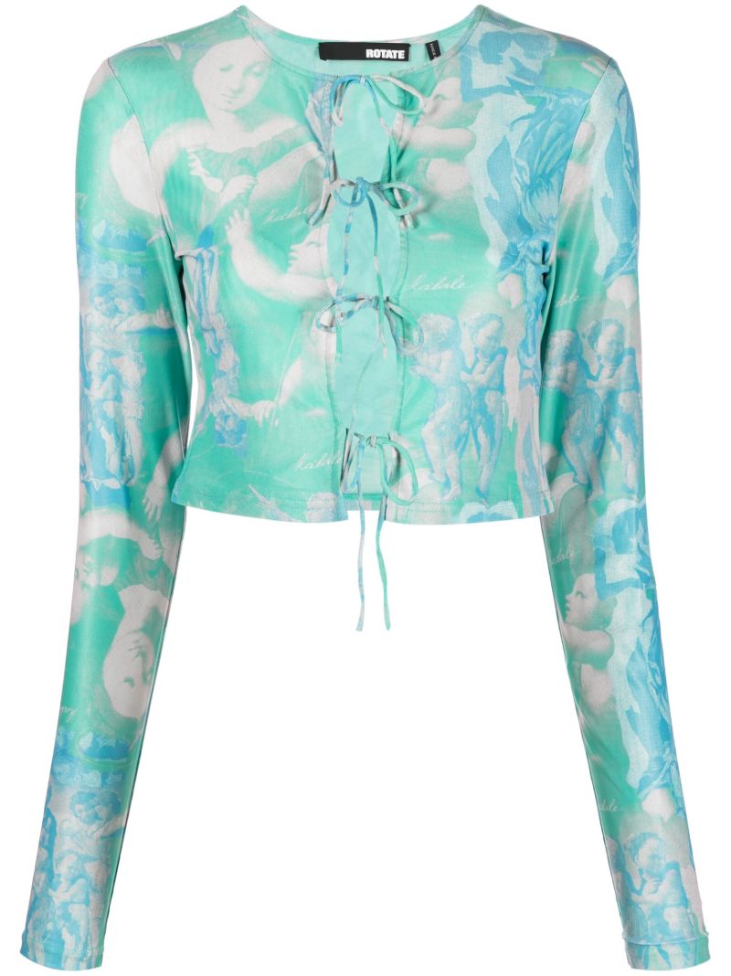Green Printed Crop Top