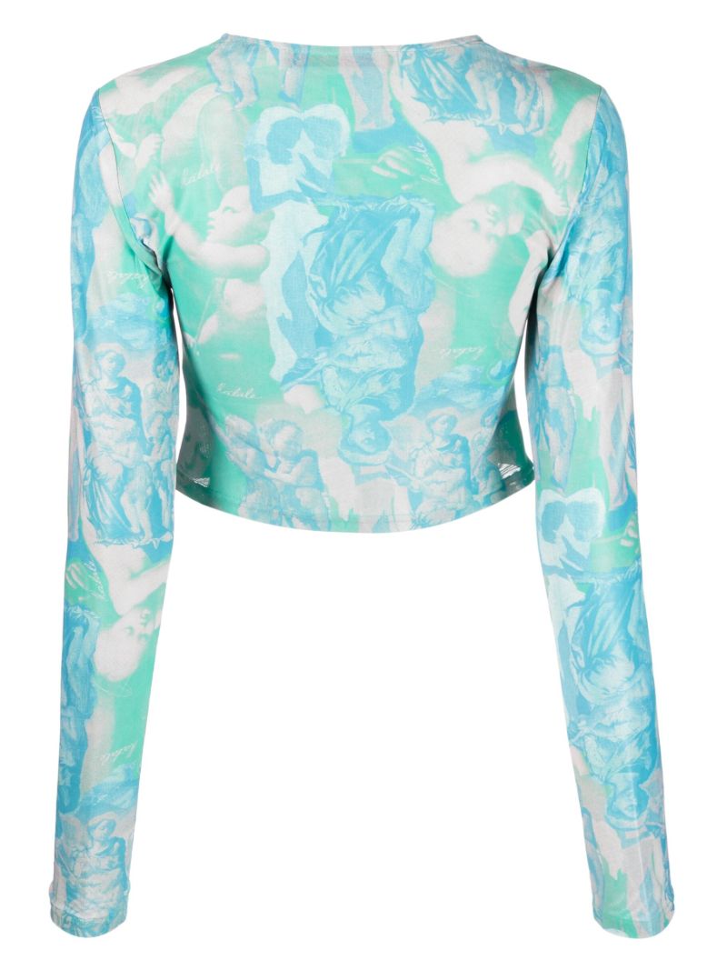 Green Printed Crop Top
