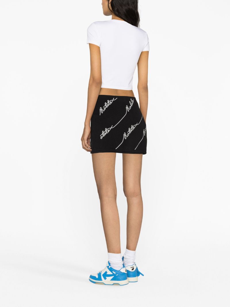 Black Sequinned Logo Mini Skirt
