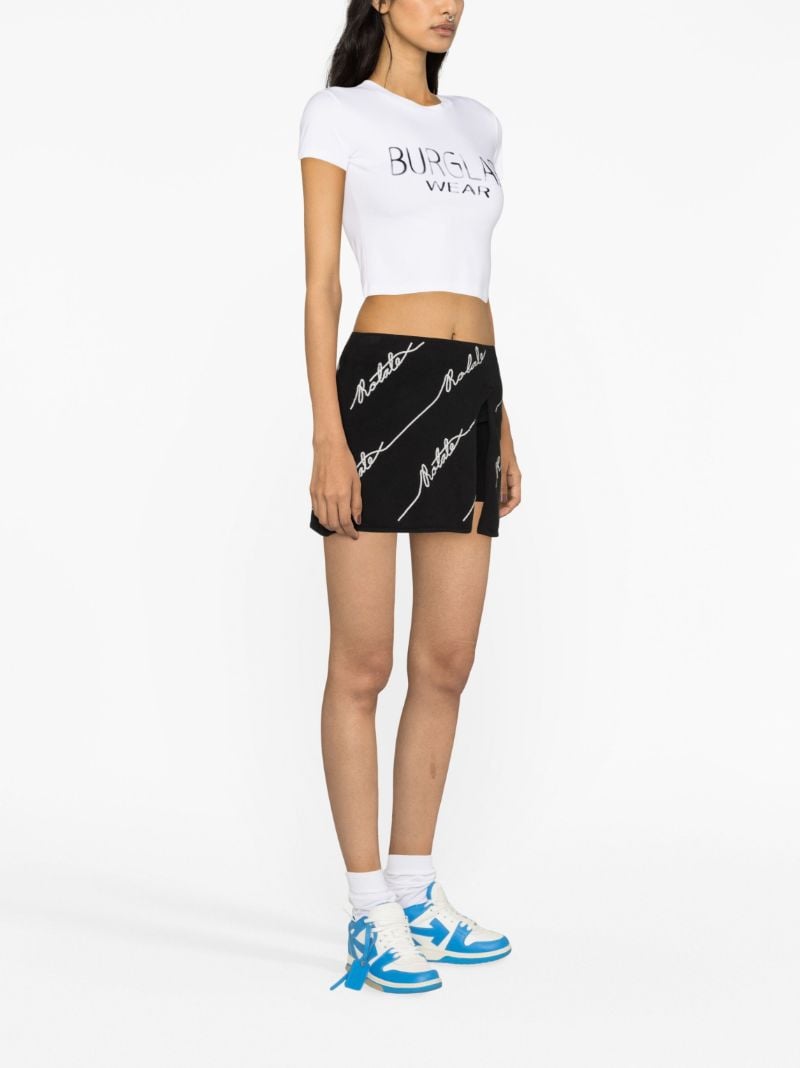 Black Sequinned Logo Mini Skirt