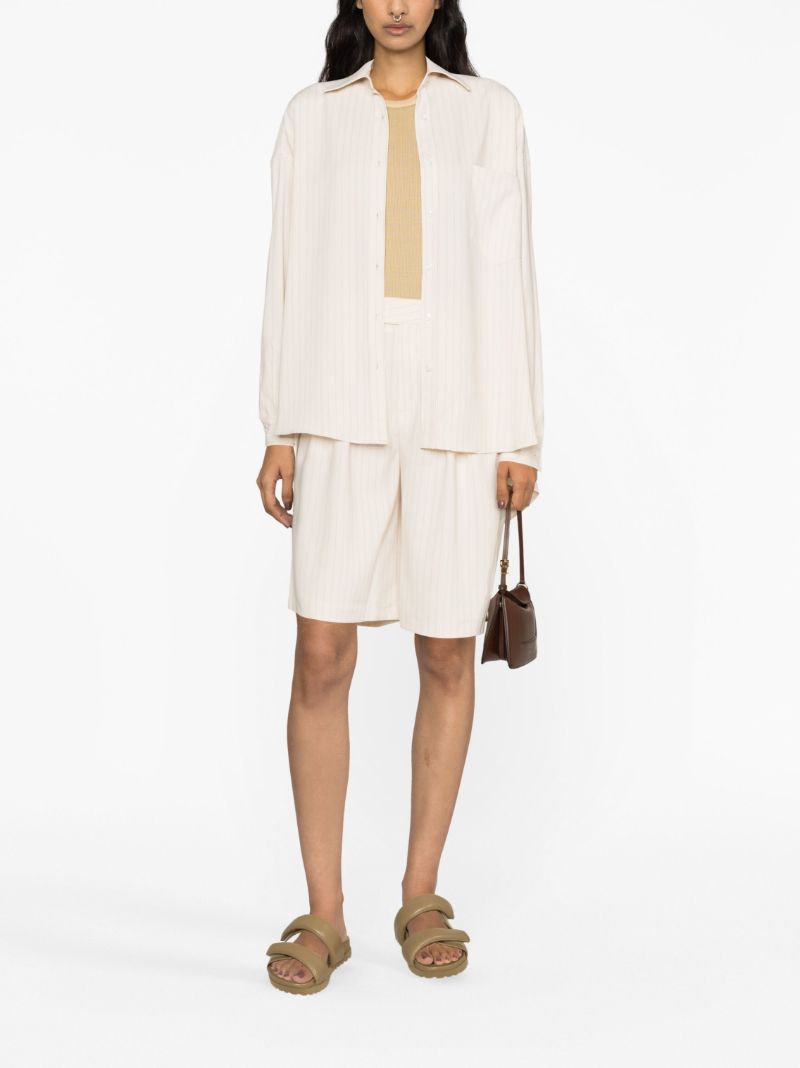 Neutral Vivian Pinstripe Knee-length Shorts